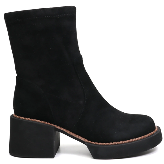 Women's casual boots, natural leather 2364, black velour