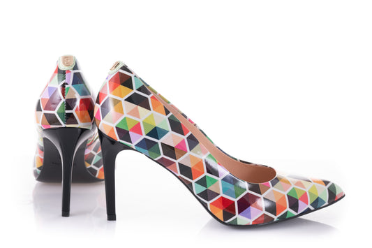 Elegant women's shoes, natural leather, SALA 9111, rhombus