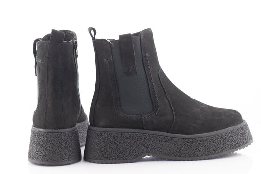 Women's casual boots natural leather CATALI 043 black velour