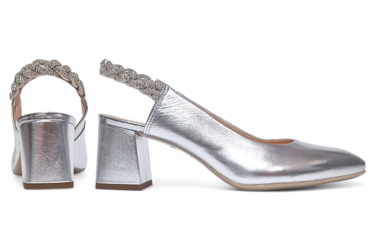 Elegant women's shoes made of genuine leather SALA dec 9977 silver