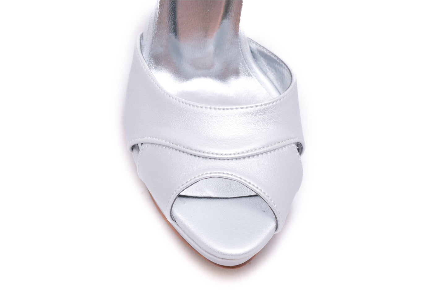 Elegant women's sandals made of eco-leather KARIN 98 silver box