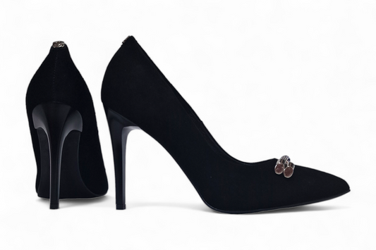 Elegant women's shoes made of genuine leather SALA 20287 black velour