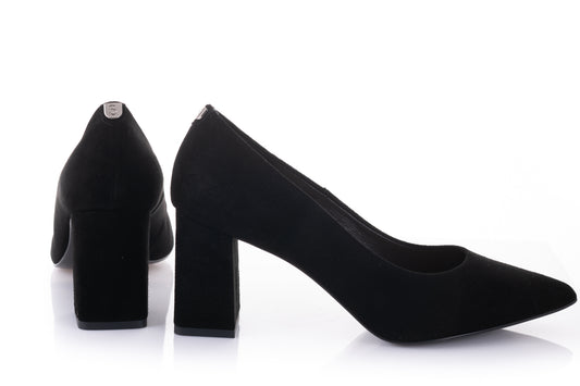 Elegant women's shoes made of genuine leather SALA 20312 black velour