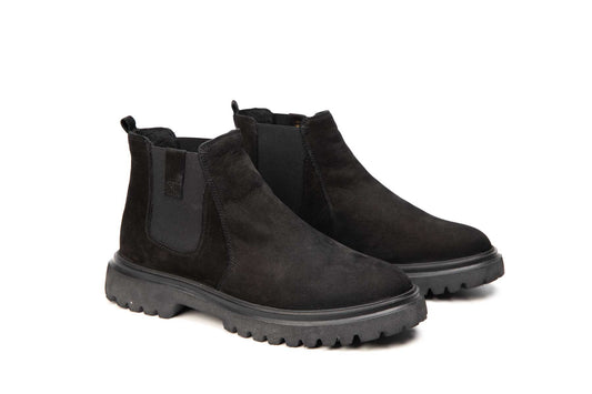 Men's casual boots natural leather CATALI 068 black velour