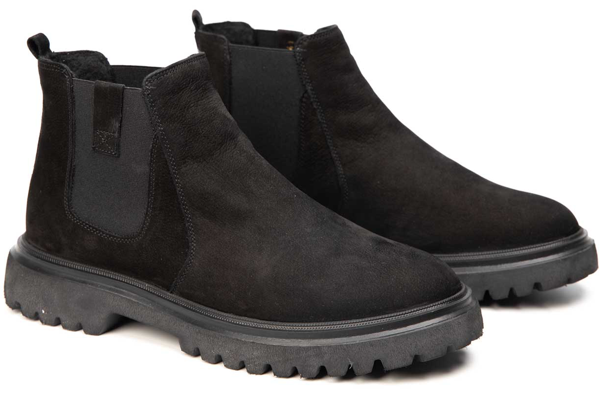 Men's casual boots natural leather CATALI 068 black velour