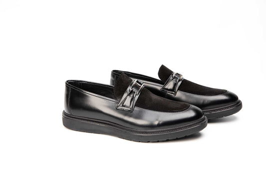 Men's casual shoes, genuine leather, 20, black, velour