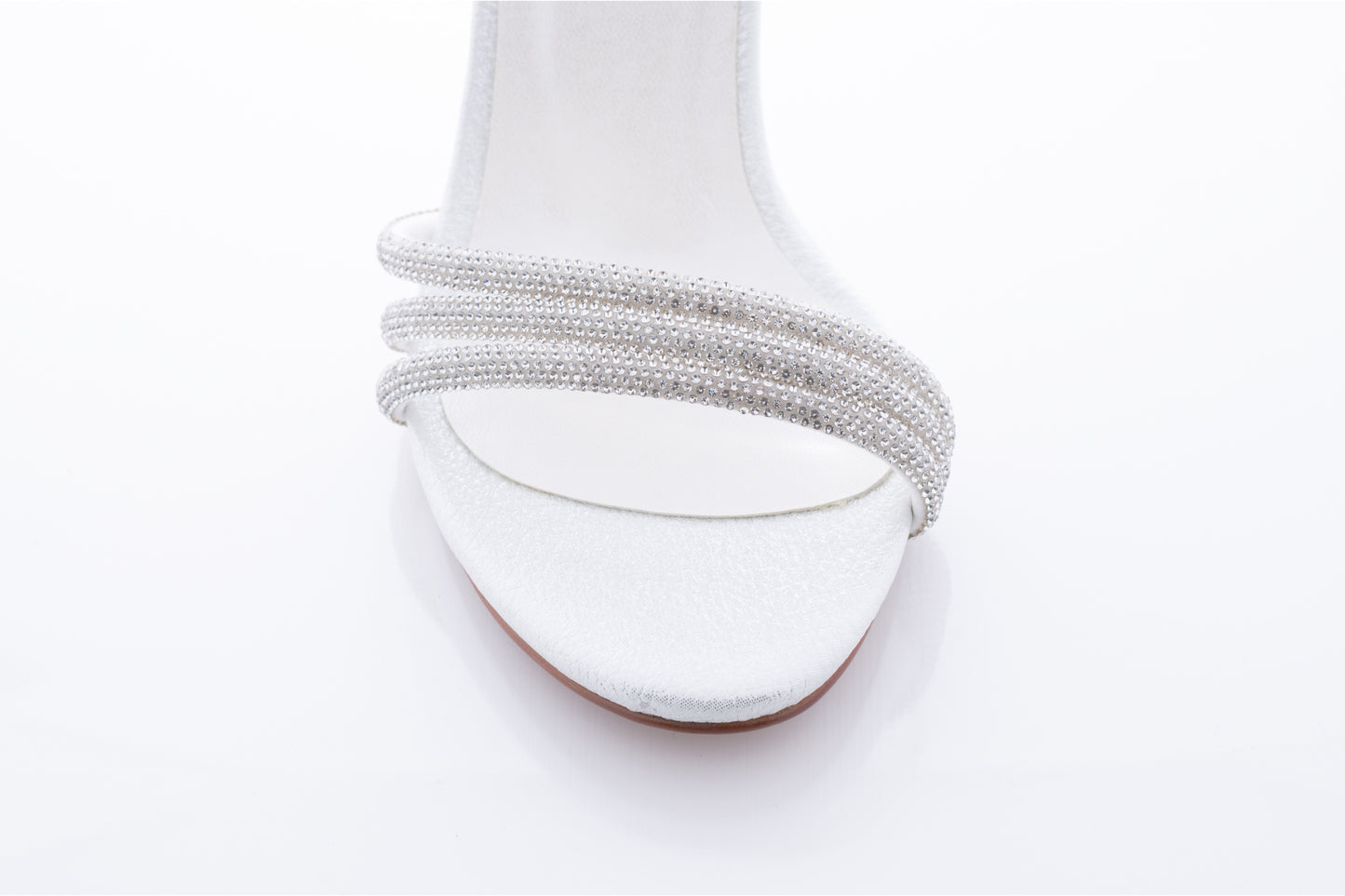 Bridal sandals, eco-leather, KARIN 6700, white, croco, satin