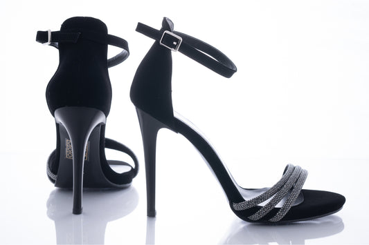 Women's casual sandals made of eco-leather KARIN 6700 black velour