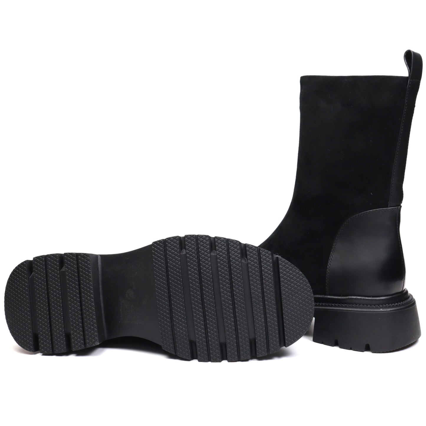 Women's casual boots, genuine leather 1340, black velour