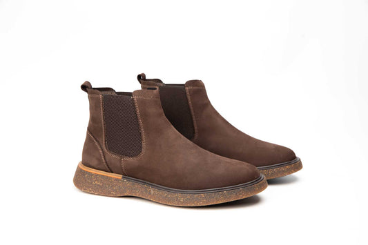 Men's casual boots made of genuine leather CATALI 061 dark brown