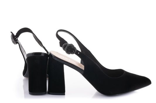 Elegant women's shoes made of genuine leather SALA dec 20180 black velour