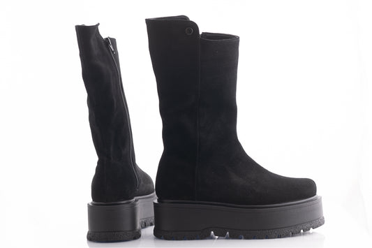 Women's casual boots made of genuine leather PERLA 851 black velour