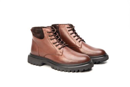 Men's casual boots, genuine leather CATALI 067, box brown