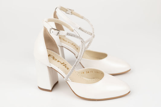 Pantofi dama piele naturală PERLA 3671 Alb sidef