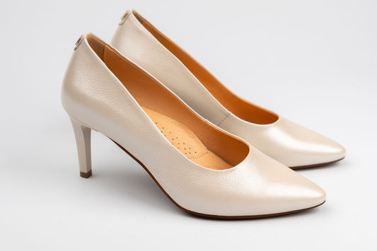 Pantofi damă piele naturală PULSO 1574 Crem ( calapod XXL) 33-44