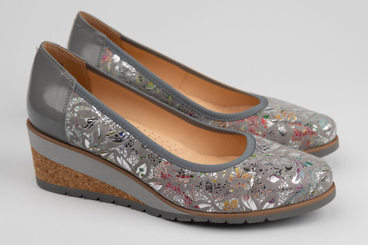 Pantofi dama piele naturală ortopedic PULSO 423 Gri XXL ( calapod lat)
