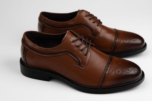 Pantofi bărbați piele naturală JOHAN Maro (englezesc)