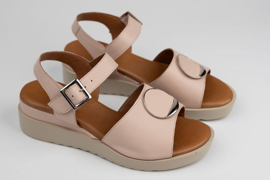 Sandale damă piele naturală ANNA V 361 Pudră ( 36-40)