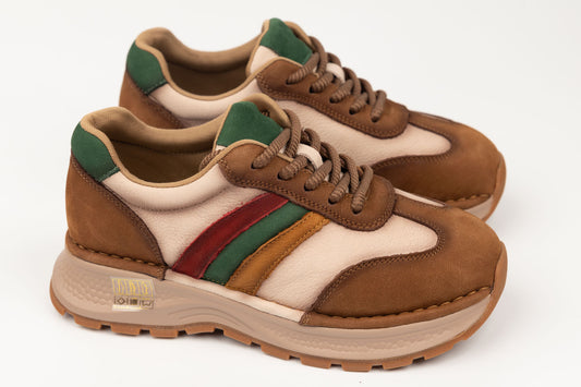 Adidași damă piele naturală FEELING 1136 Maro deschis