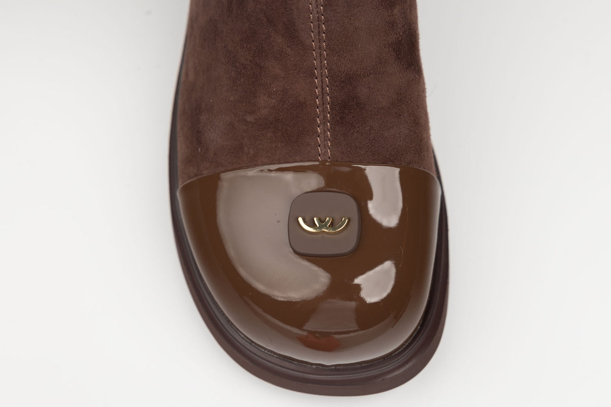 Ghete damă piele naturală velur+lac BETINA 53163 Maro vel (35-40)
