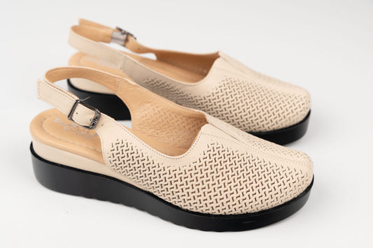 Pantofi damă piele naturală perforată LSD 176 Bej