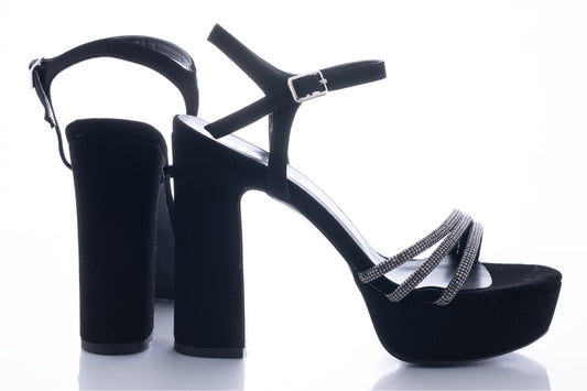 Women's casual sandals, eco-leather, KARIN 7234, black, velour