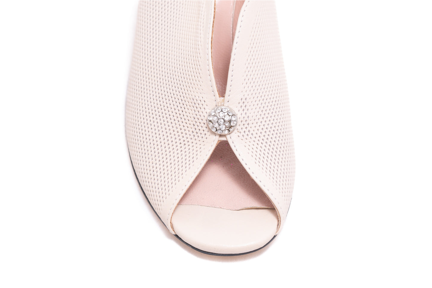 Elegant women's sandals, natural leather LSD 230 beige