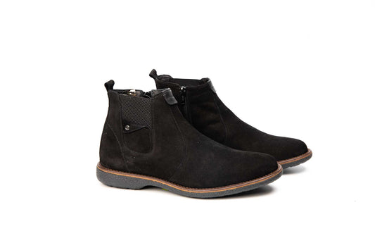 Men's casual boots natural leather CATALI 941 black velour