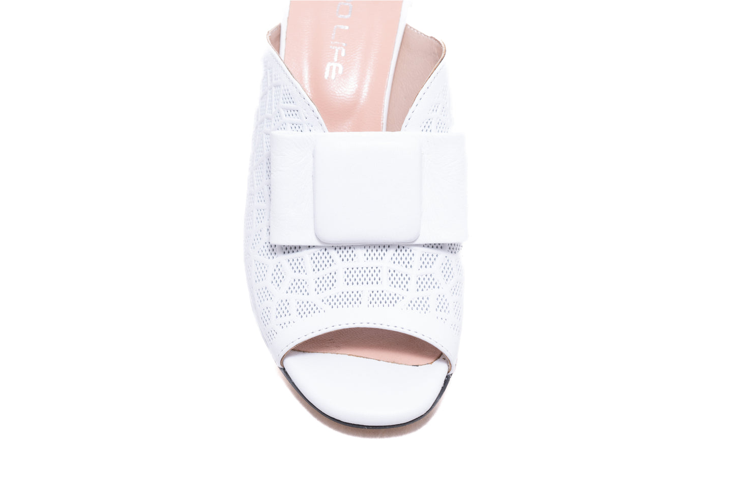 Elegant women's clogs, natural leather LSD 235 white