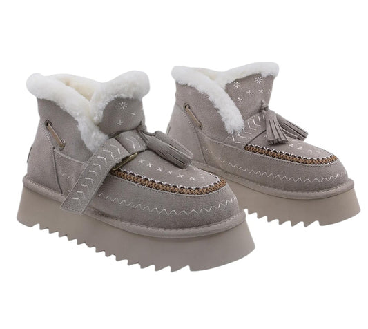 Women's boots made of genuine suede leather ANNA VIOTI 113-4 Grey vel