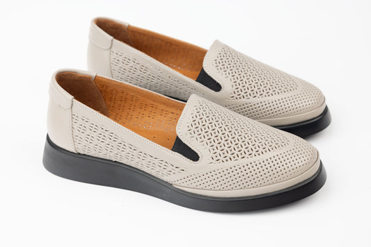 Pantofi dama piele naturală perforați LSD89 Vizon