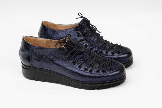 Pantofi dama casual piele naturala LARISA Anto 02 Bleu sidef holograma