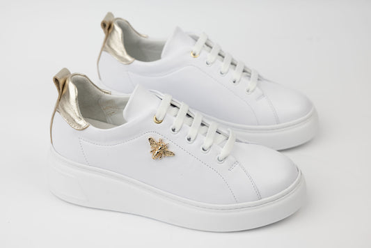 Women's casual shoes made of genuine leather PERLA 3166 White gold