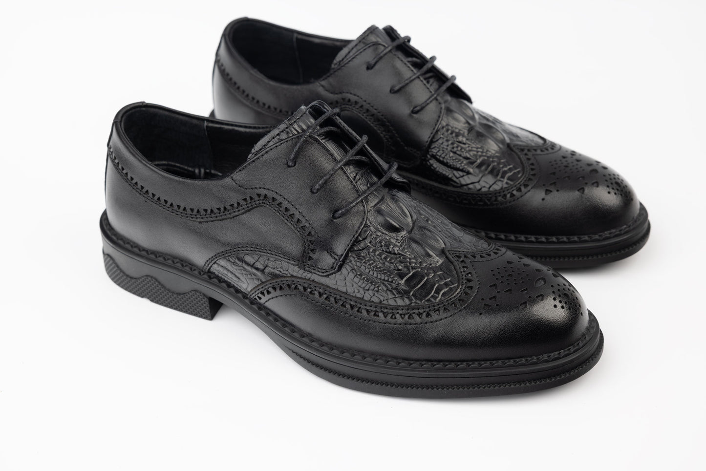 Pantofi barbati piele naturală JOHAN 16305 N presaj croco