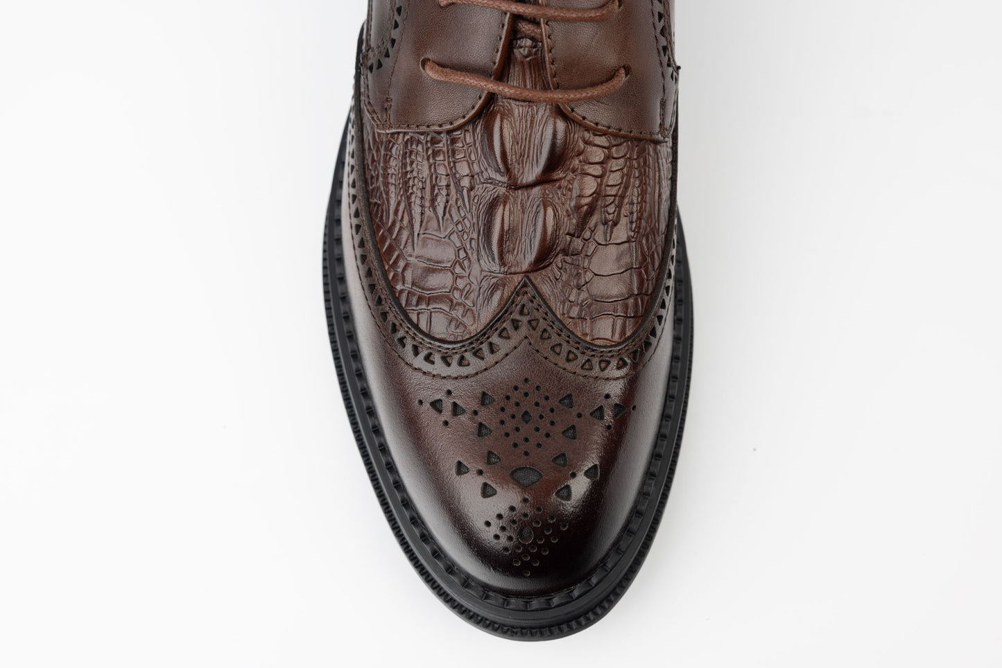 Pantofi bărbați piele naturală JOHAN 16305 Maro presaj croco