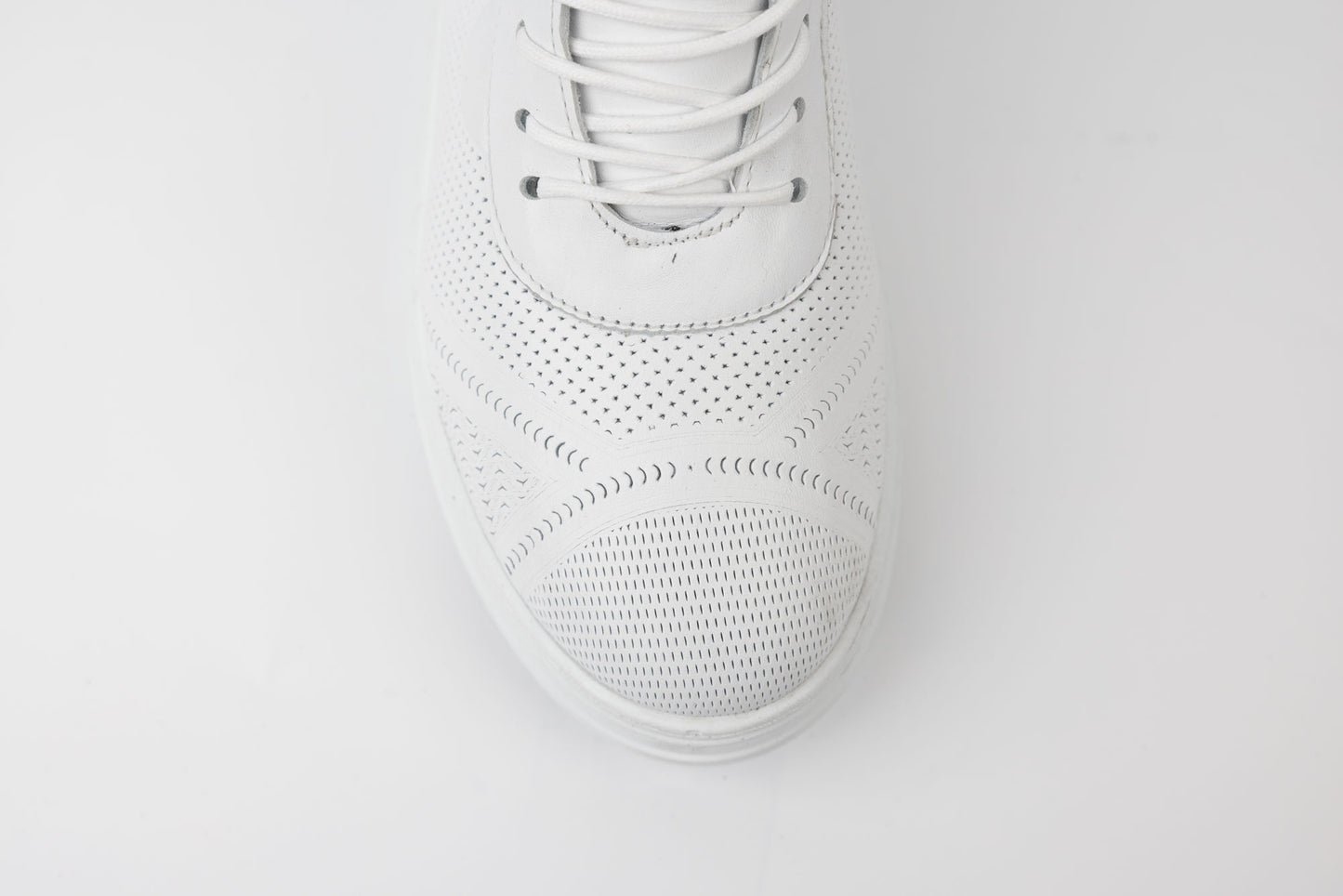 Women's perforated genuine leather shoes JOHAN 1006 White