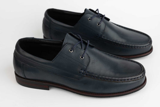 Men's casual shoes ELDEMAS natural leather 744-311 Blue