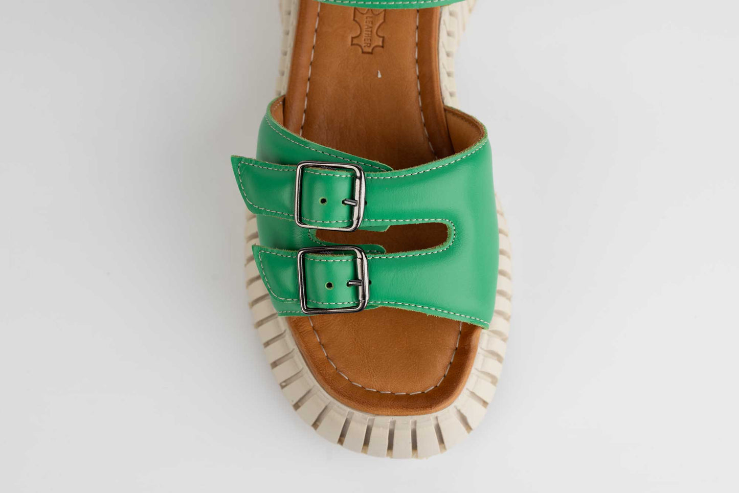 Women's casual sandals made of natural leather DOGATI 10693 Green