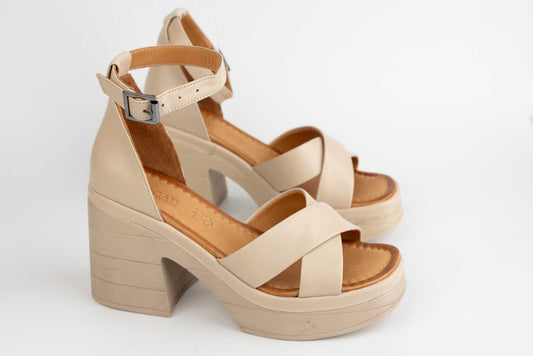 Women's casual sandals made of natural leather DOGATI 407 Beige