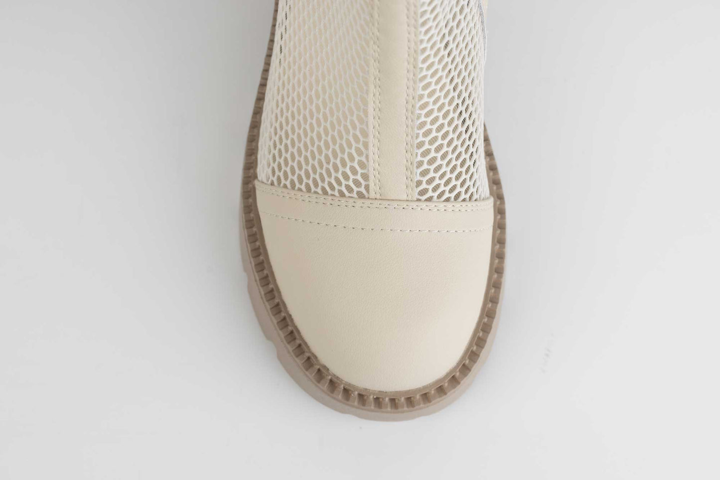 Women's casual boots, genuine leather FORMAZIONE 220-10 Cream mesh