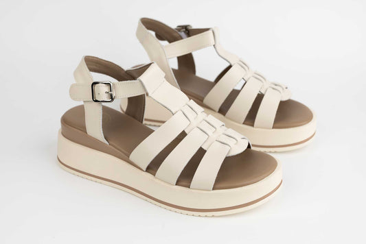 Women's sandals made of genuine leather FORMAZIONE 20295 Cream