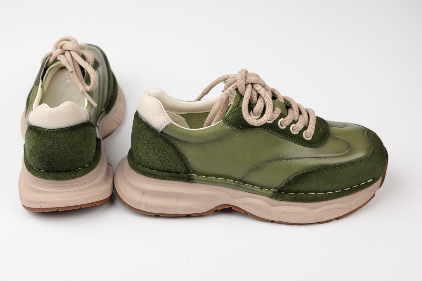 Adidași damă piele naturală FRANCO GERARDO 5502 Verde box vel