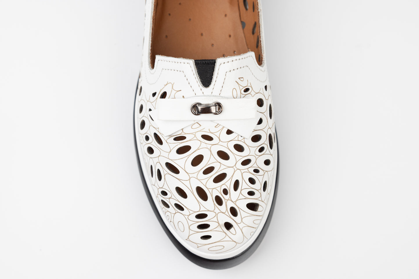 Pantofi dama piele naturală perforați LSD 81 Alb