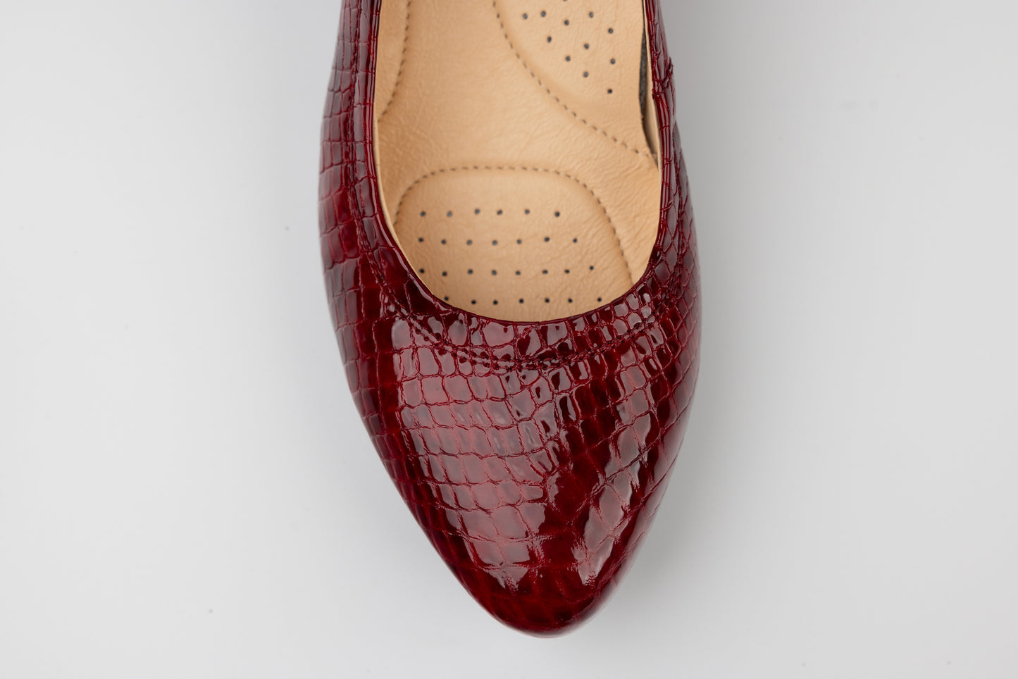 Women's shoes genuine leather PULSO1578 Bordeaux croco lacquer