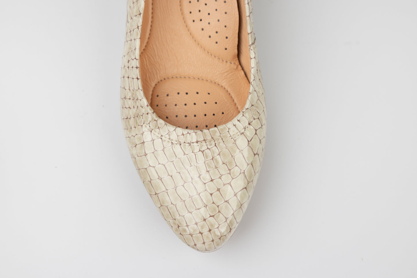 Pantofi dama piele naturală PULSO 1578 Bej lac croco XXL