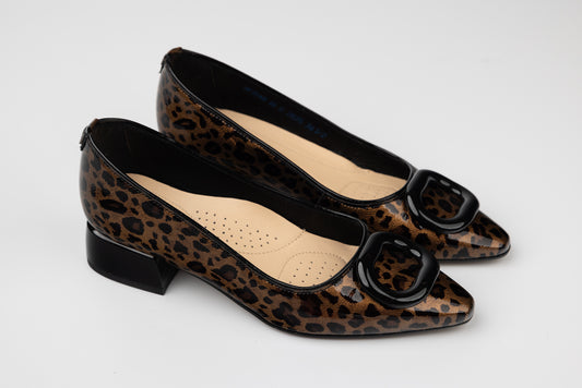 Women's genuine leather shoes PULSO 1548 Leopard brown