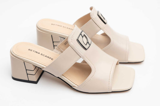 Women's genuine leather clogs BETINA 8300 Beige