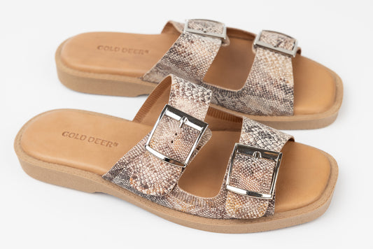 Women's genuine leather slippers GOLD DEER 3195 Snake AU