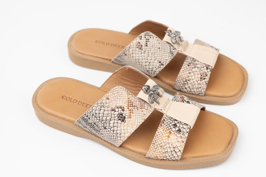Women's genuine leather slippers GOLD DEER 2142 Snake AU