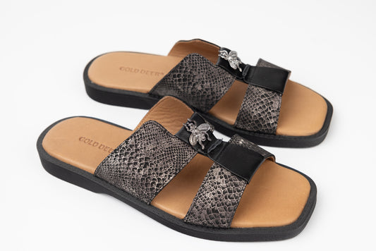 Women's genuine leather slippers GOLD DEER 3177 Snake N